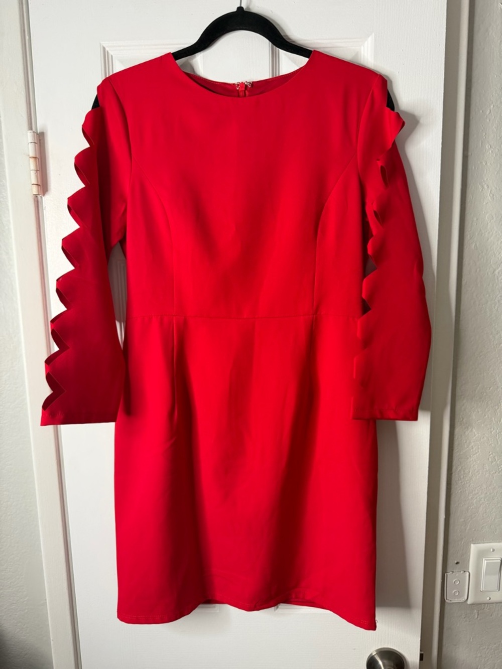 NWT Lulu's Red Long Sleeve Dress with Zigzag Cutout Sleeves